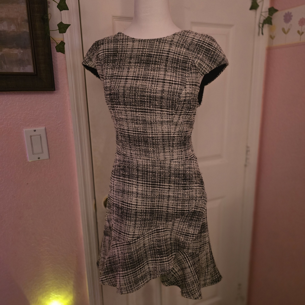 City Studio Black and White Checkered Mini Dress